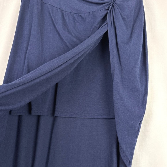 ASTR Navy Blue Asymmetrical Ruched Drape Skirt Women's Large Trendy Chic Evening - Picture 5 of 13